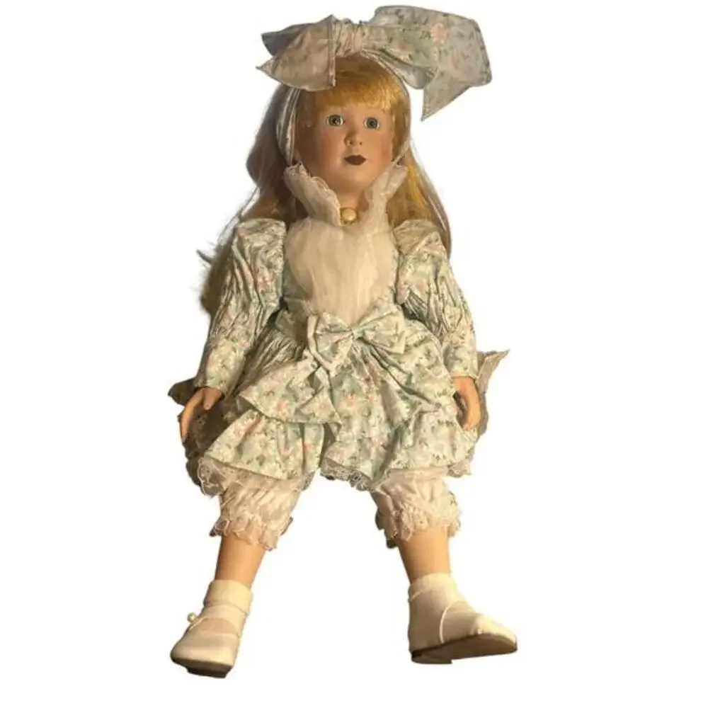 Porcelain Doll Moments Treasured Hand Crafted Blonde Hair with Blue Eyes Doll Si